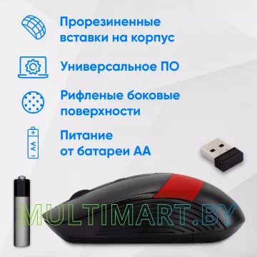 Мышь Oklick 310MW (черный/красный) картинка 4